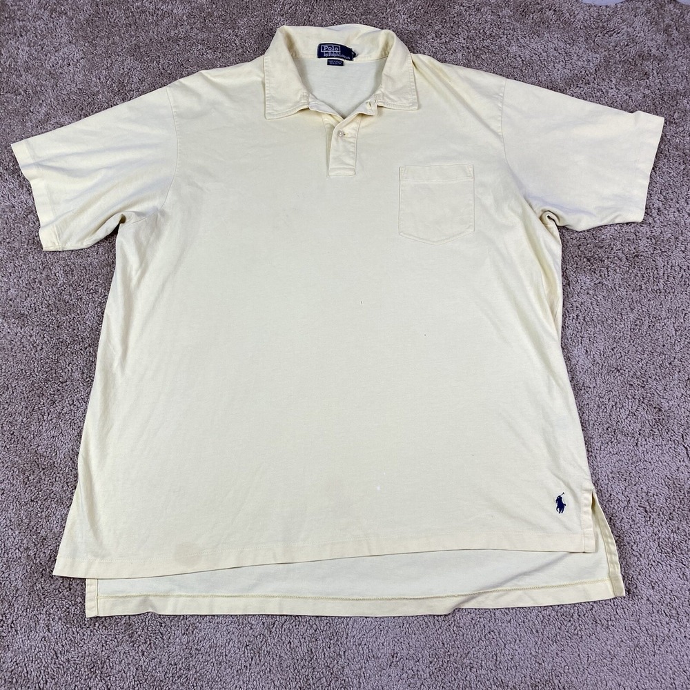 Polo Ralph Lauren Polo Shirt Mens XXL Pale Yellow Short Sleeve Pocket‎ Cotton